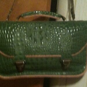 Green Crocodile-Embossed Women's Bag